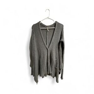 Free People Gray Open Front Knit Cardigan Sweater Women’s S Boho Drape Hem
